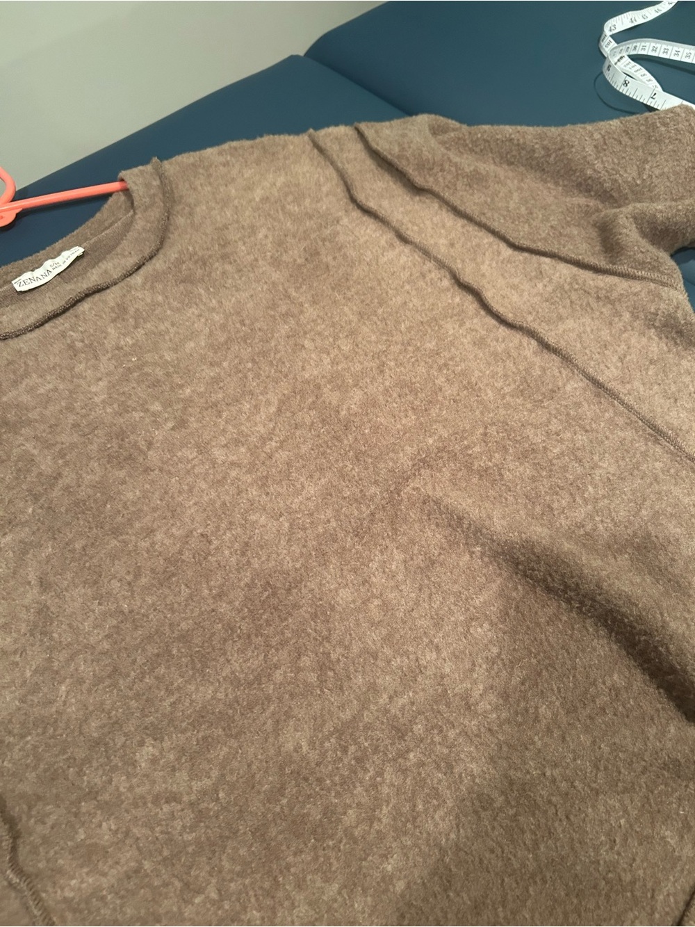 Zenana Brown Plush Crewneck Sweater - Picture 6 of 7